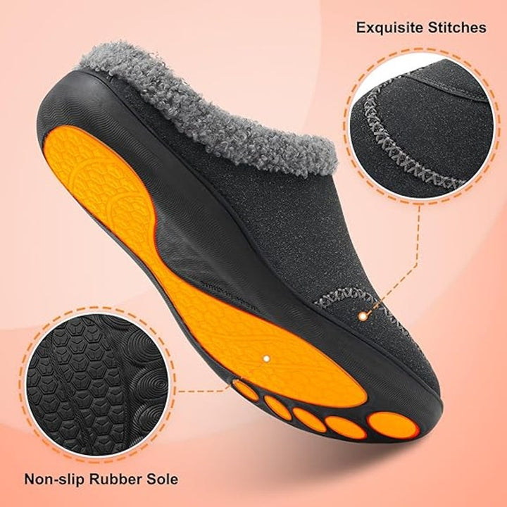 LeIsfIt Mens Size 11 Gray Slide On Memory Foam Hook Loop Adjustable Slippers
