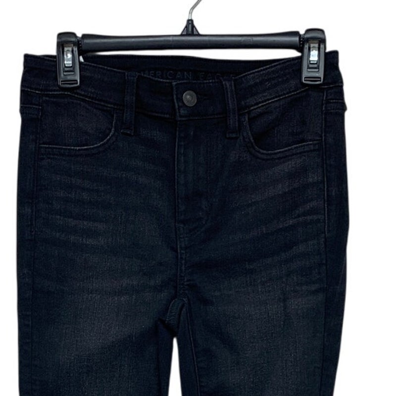 New American Eagle Womens Size 4 Black High Rise Distressed Knees Denim Jeggings