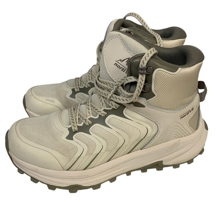 Nortiv 8 Womens Size 9 Khaki Tan Hiking Boots Waterproof Slip Resistant Shoes