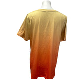 Womens 1X 2X Flowy Floral Orange Blue Ombre Short Sleeve Tee Shirts Blouses