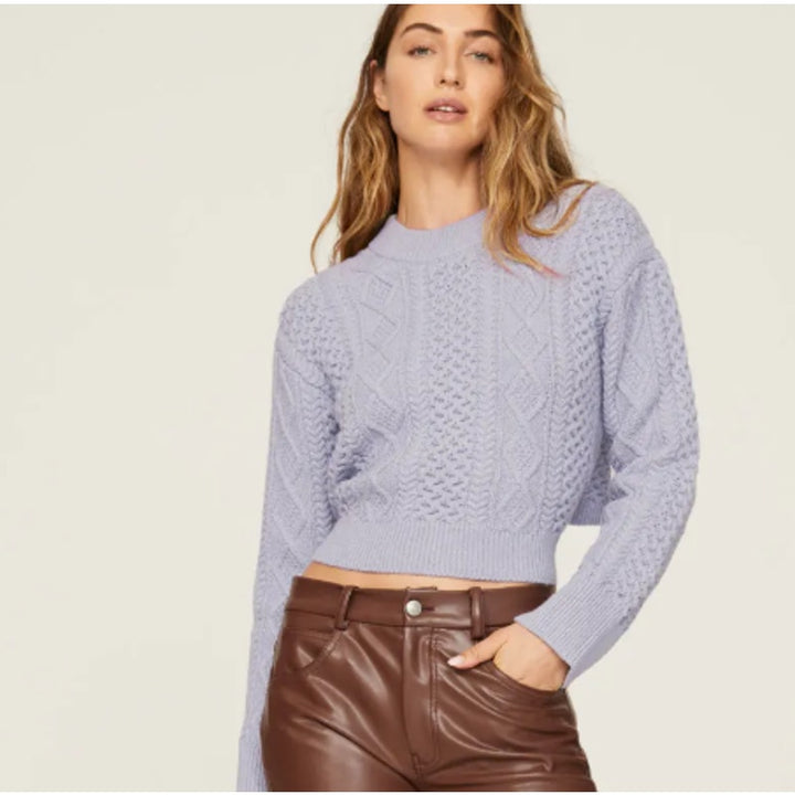 Rails Womes XL Amy Tie Back Long Sleeve Crew Neck Cropped Cable Knit Sweater