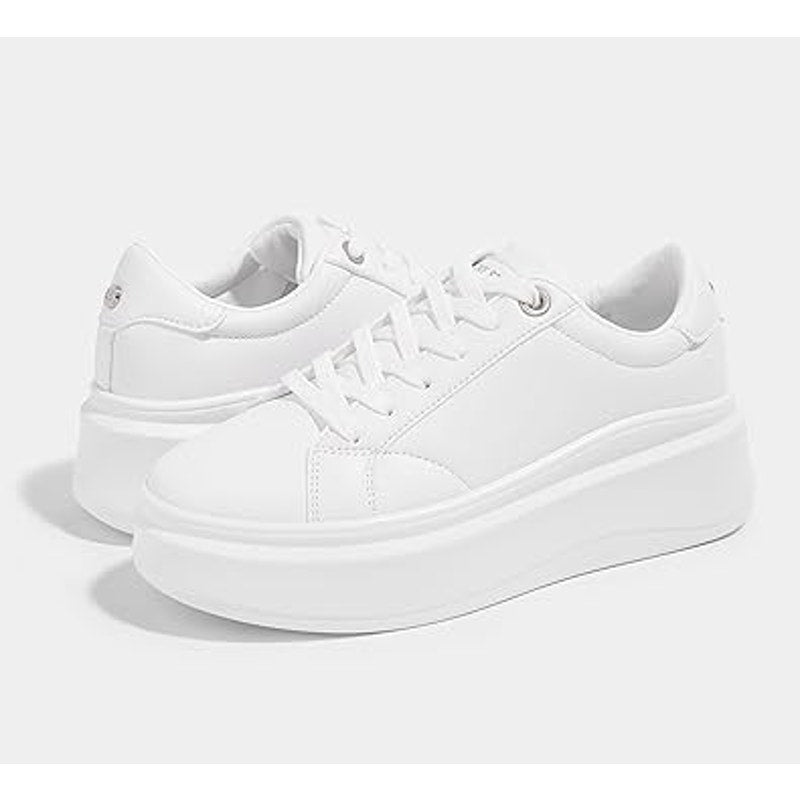 New Lucky Step Womens Size 6.5 White Faux Leather Lace Up Platform Sneaker Shoes