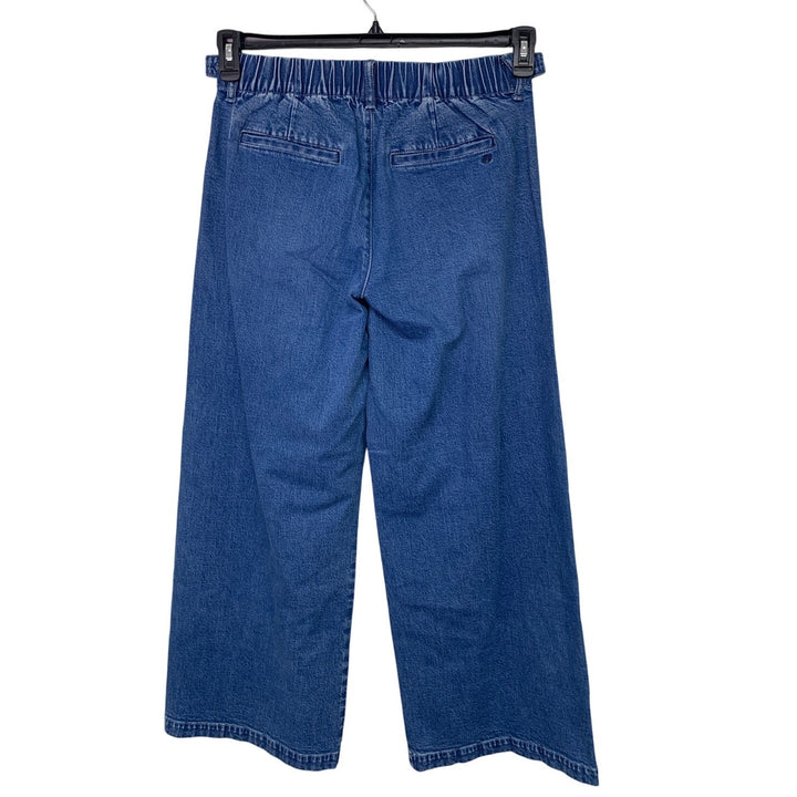 New American Eagle Size 10 Cotton Blend Pleated Front Denim Blue Jean Trousers