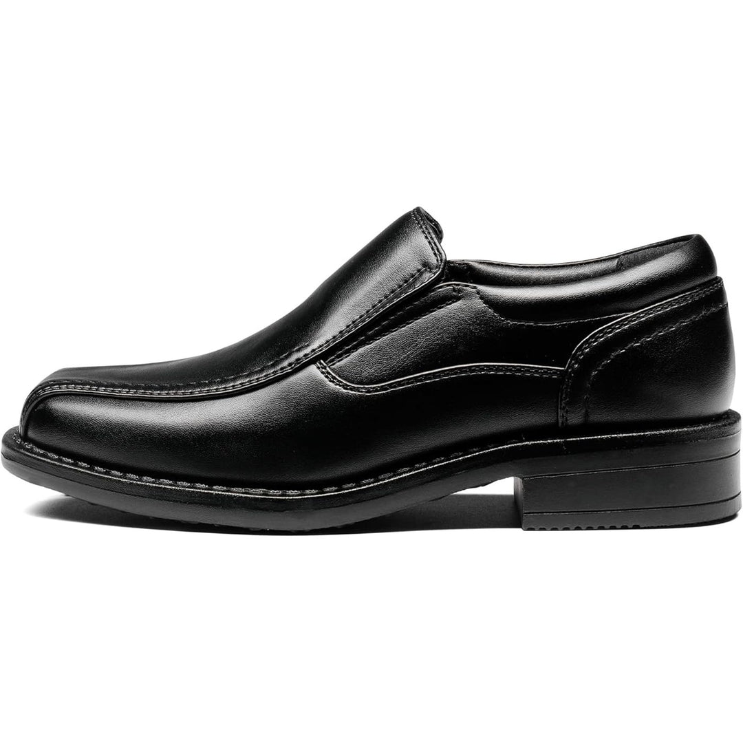 Bruno Marc Toddler Boys Size 10 Black Faux Leather Slide On Dress Loafer Shoes