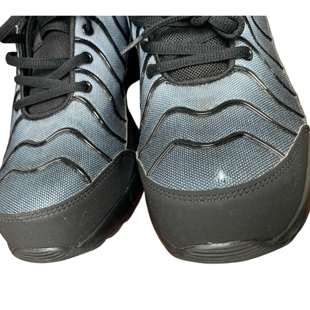 Larnmern Mens 11 Blue Black Steel Toe Air Cushion Breathable Lace Up Work Shoes