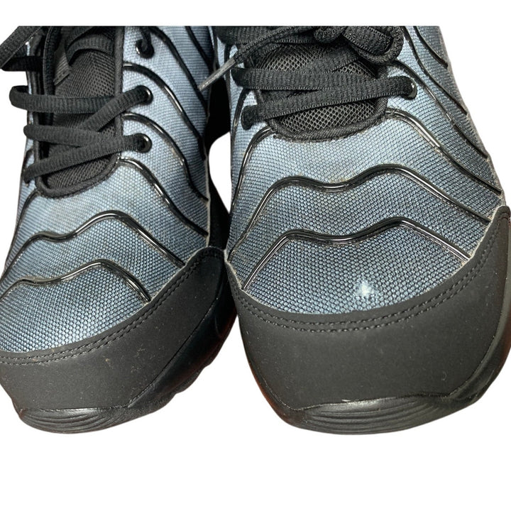 Larnmern Mens 11 Blue Black Steel Toe Air Cushion Breathable Lace Up Work Shoes