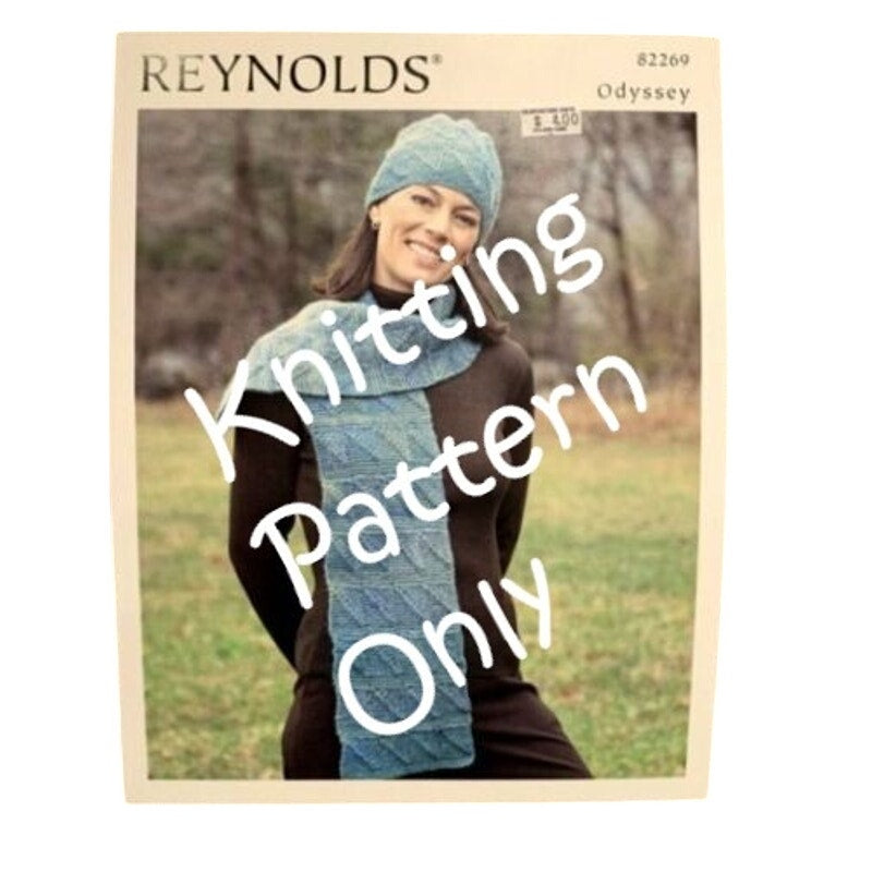 New Reynolds Yarns Odyssey 82269 Dominoe Scarf &amp; Hat Knitting Pattern