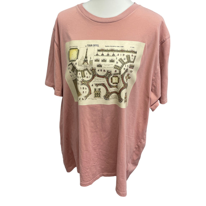 Hand Printed Upcycled XXL Vintage Eiffel Tower Paris 1889 Architecture Tee Shirt