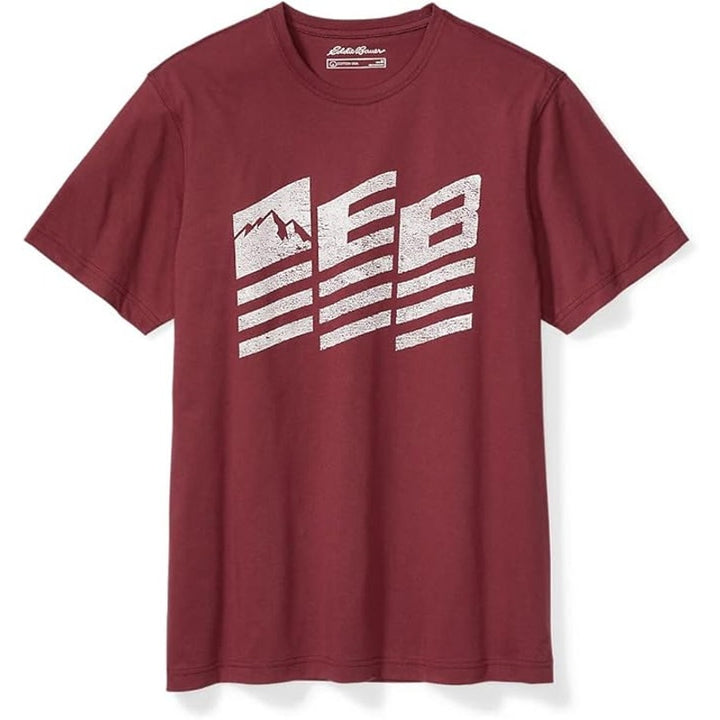 New Eddie Bauer Mens Small Dusty Red EB Modern USA Flag Graphic Cotton Tee Shirt