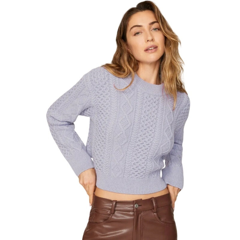 Rails Womens XL Amy Tie Back Long Sleeve Crew Neck Cropped Cable Knit Sweater