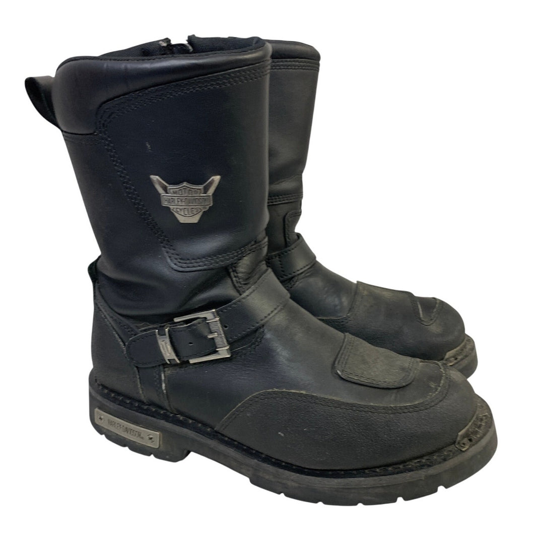 Harley Davidson Mens Size 11 Black Leather Motorcycle Side Zip Shift Boots