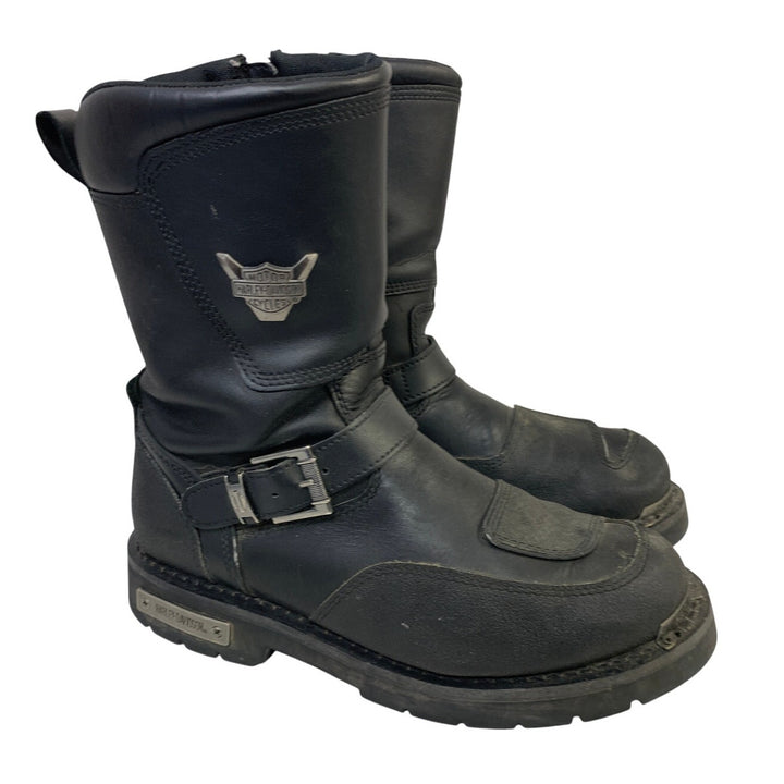 Harley Davidson Mens Size 11 Black Leather Motorcycle Side Zip Shift Boots