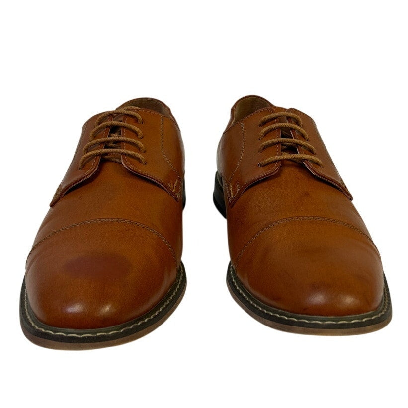 Vostey Mens Size 9.5 Chestnut Brown Oxford Lace Up Closed Round Toe Dress Shoes