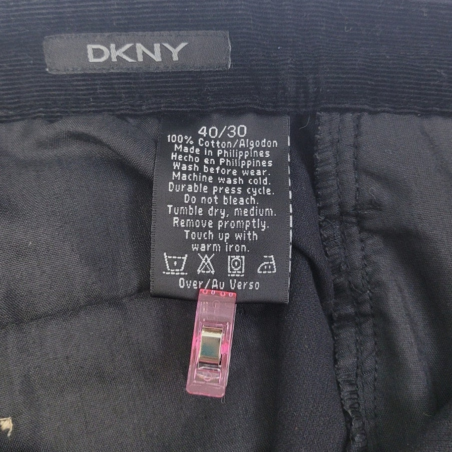 DKNY Mens 40X30 Black 100% Cotton Multi Pocket Staight Leg Corduroy Pants
