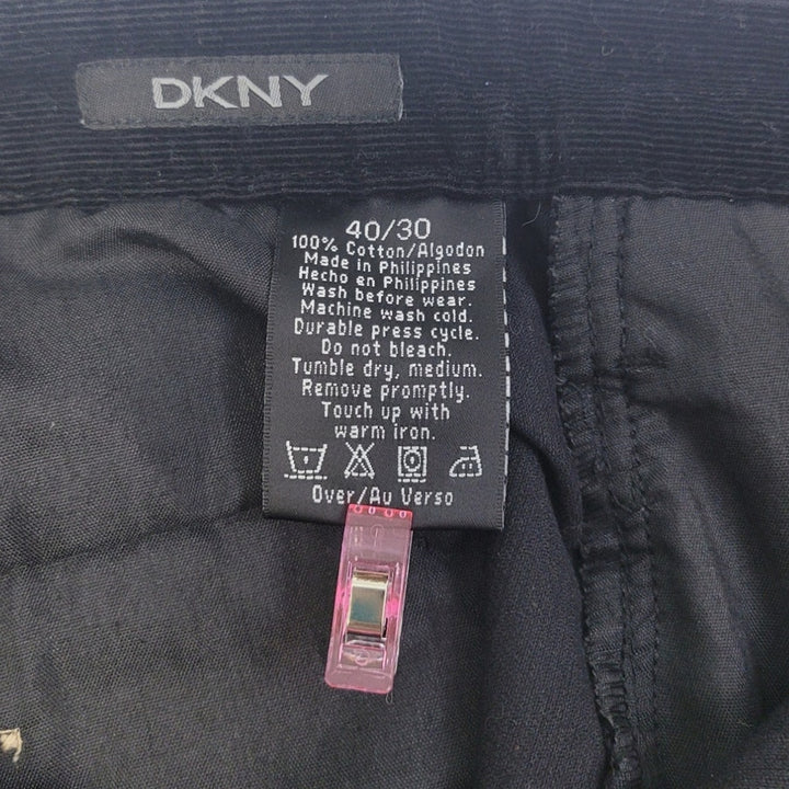 DKNY Mens 40X30 Black 100% Cotton Multi Pocket Staight Leg Corduroy Pants
