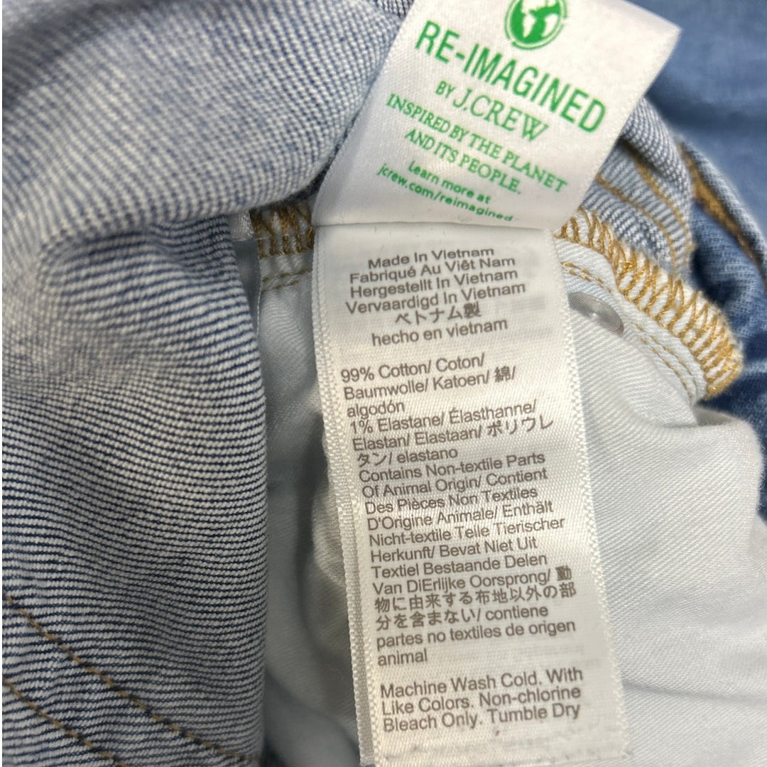 Re-Imagined J Crew Womens 28 Petite Classic Straight Distressed Denim Blue Capri