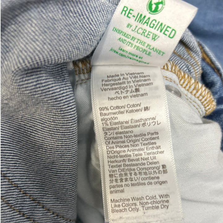 Re-Imagined J Crew Womens 28 Petite Classic Straight Distressed Denim Blue Capri