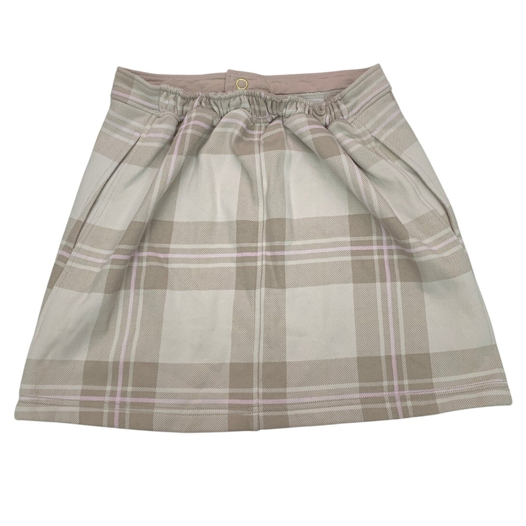 New Aerie Womens Small Tan Plaid Elastic Waist Sample Mini Skirt w Pockets