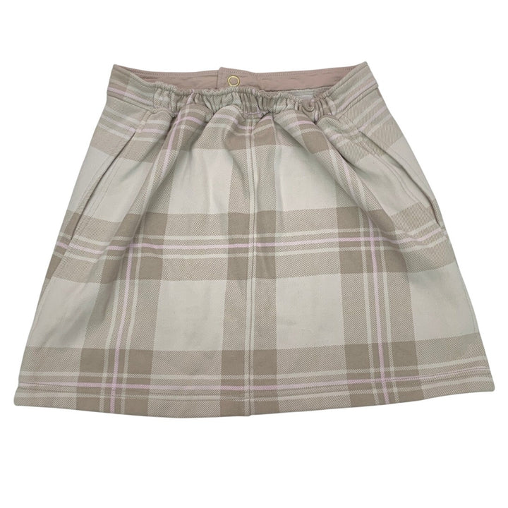 New Aerie Womens Small Tan Plaid Elastic Waist Sample Mini Skirt w Pockets