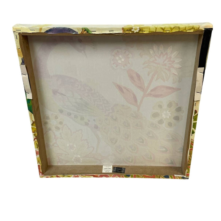 Hobby Lobby Wrapped Canvas Painted Floral Peacock Garden Scene Wall Art Artwork