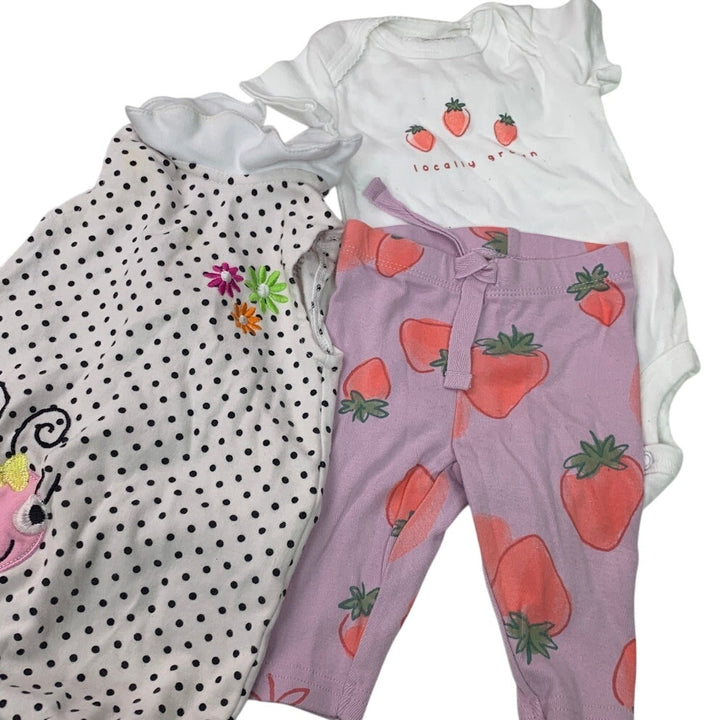 Baby Girl 0-3 Mos Sleeper One Pieces Pants Pink Outfits Clothing Lot of 7 Items