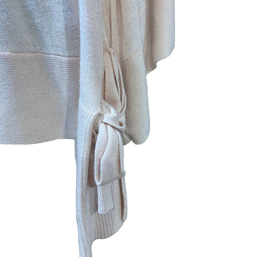 A New Day Medium Very Pale Pink Long Sleeve Open Bow Bell Sleeve Flowy Sweater