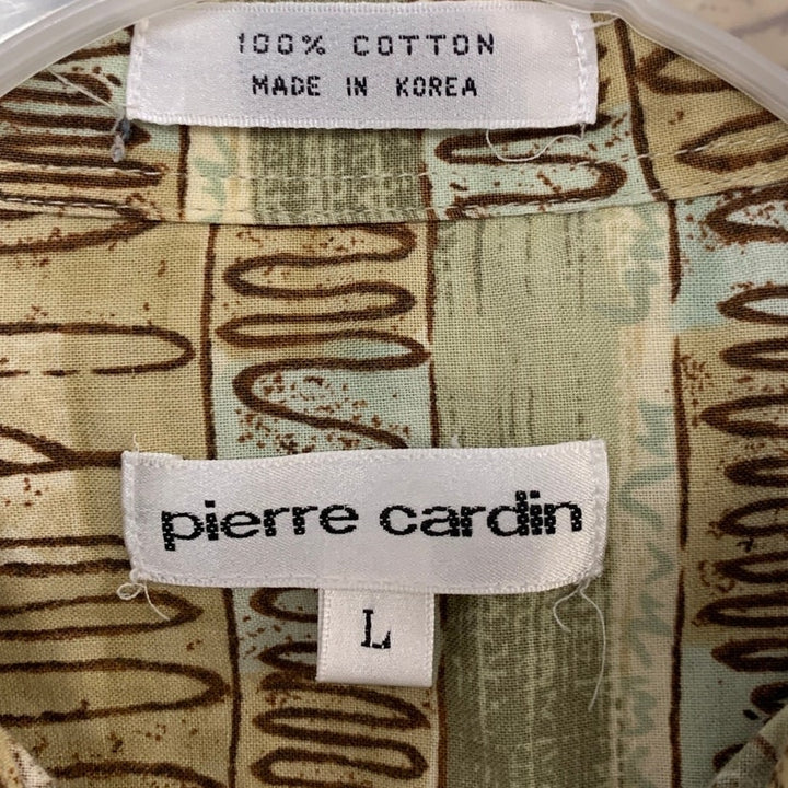 Lot of 2 Pierre Cardin Mens Large Cotton Floral Shirt Sleeve Button Up Shirts