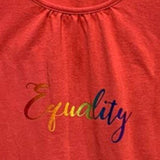 Hand Printed Upcycled Maternity Small Equality Rainbow Pride Cotton Blend Tee