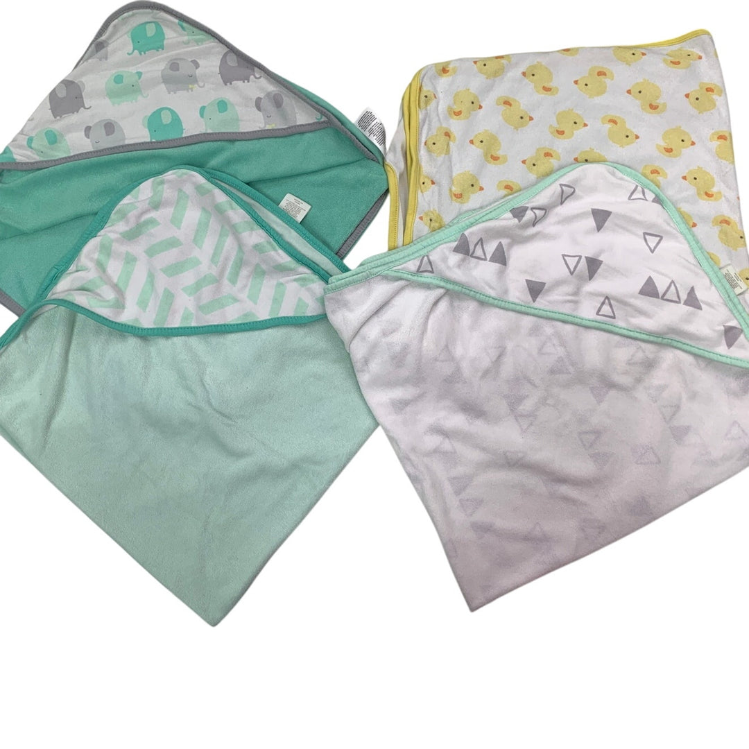 Lot of 4 Cloud Island Just One You Baby Cotton Blend Animals Hooded Bath Towels