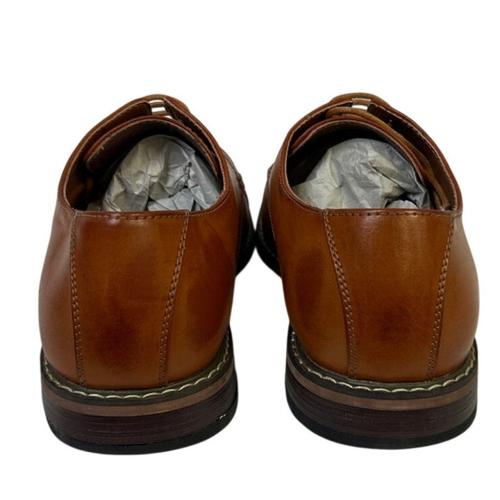 Vostey Mens Size 9.5 Chestnut Brown Oxford Lace Up Closed Round Toe Dress Shoes