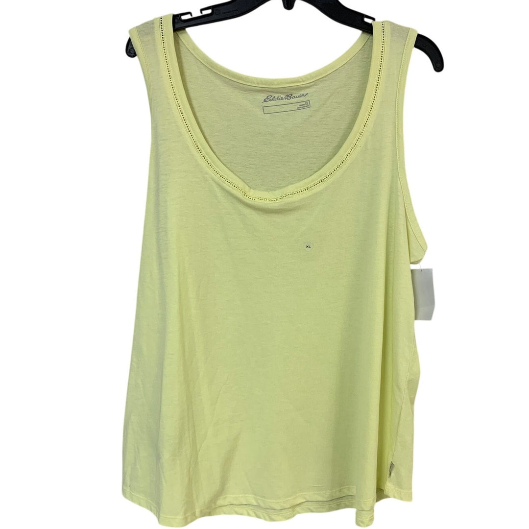 2 New Eddie Bauer Womens XL Blue Yellow Fav Scoop Coast Cimb Ladder Tank Tops