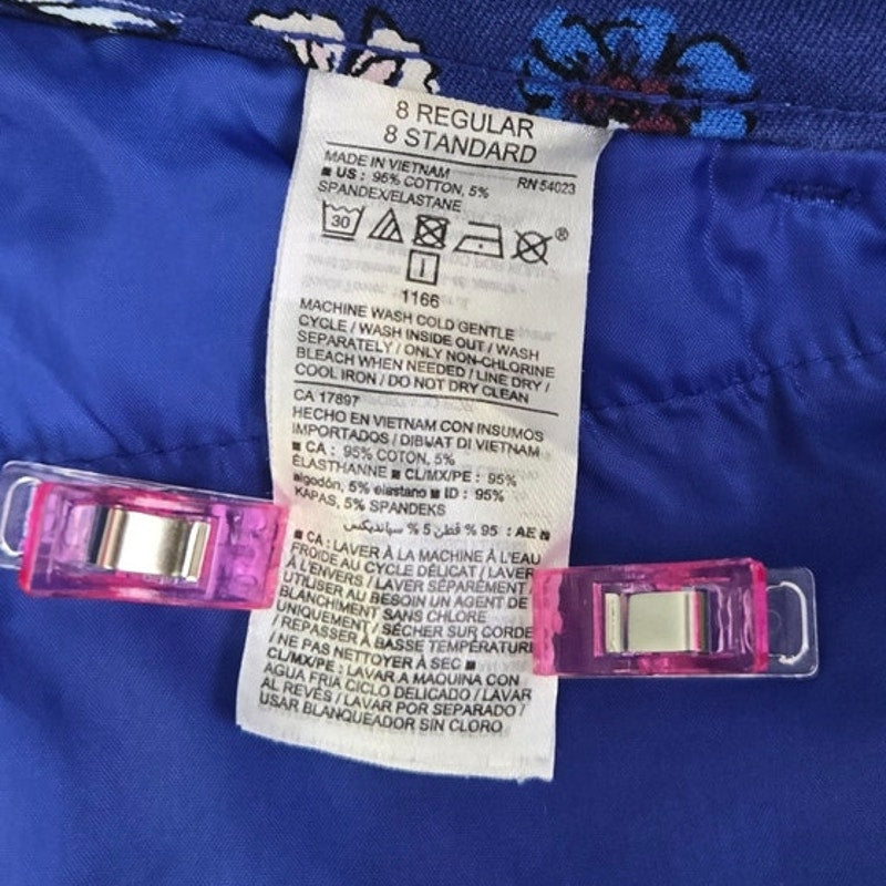 Old Navy Womens 8 Midrise Pixie Stretch Cotton Floral Latch &amp; Eye Jeans