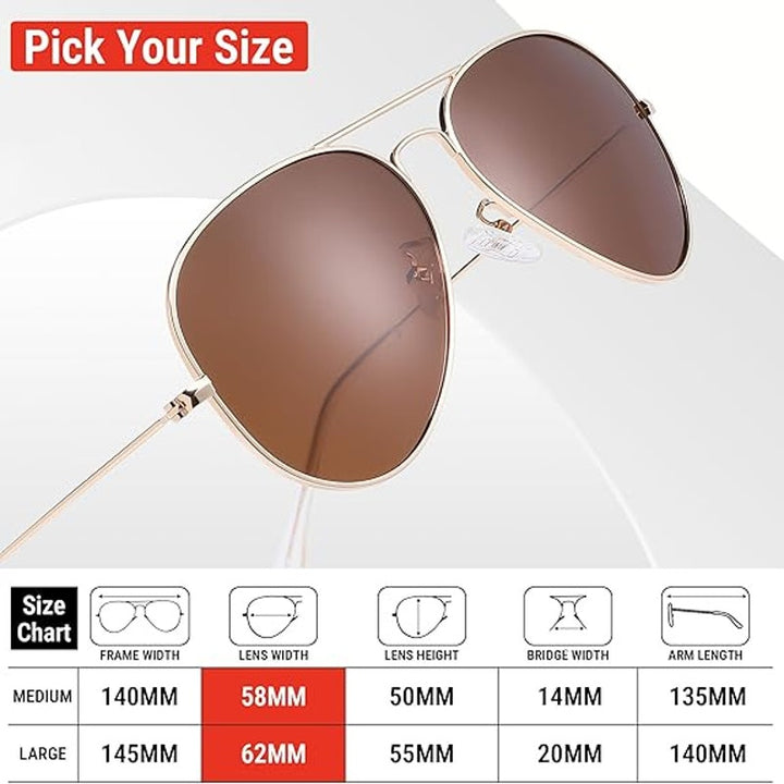 New Pro Acme Brown Gold Aviator Sunglasses Men Women Classic Polarized UV400