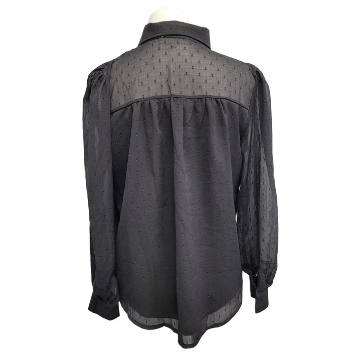 New Love Encounter Womens S Long Sleeve Partially Lined Button Up Sheer Shirt