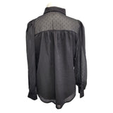 New Love Encounter Womens S Long Sleeve Partially Lined Button Up Sheer Shirt