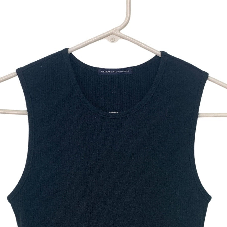 New American Eagle Womens Small Black Sleeveless Crew Neck Snap Closure Bodysuit