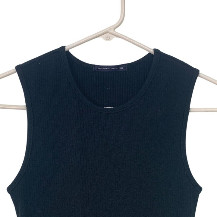New American Eagle Womens Small Black Sleeveless Crew Neck Snap Closure Bodysuit