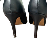 Vivianly Womens 9 Black Faux Leather Pointed Toe 3.5" Heel Slouch Ankle Boots