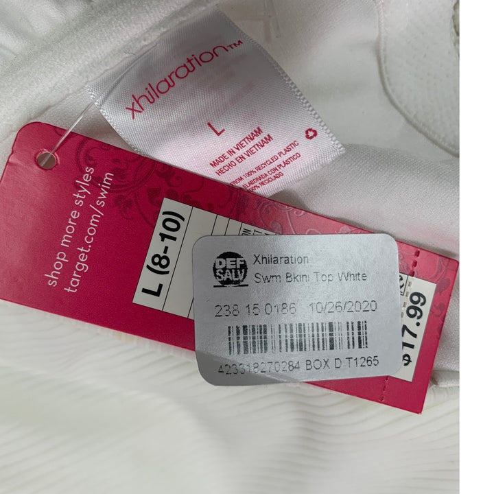 New Xhilaration Womens Large Solid White Strapless or w Straps Swim Top ONLY