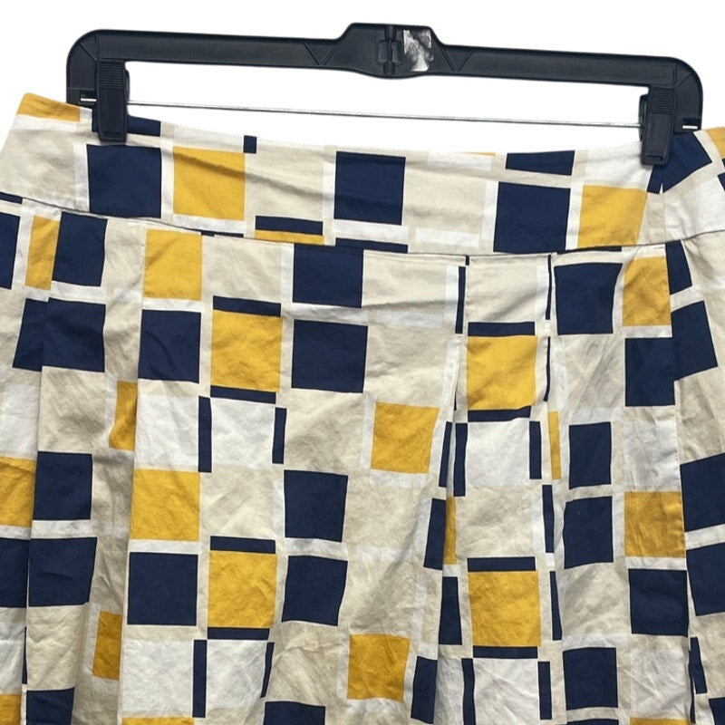 Ann Taylor Plus Size 16 Fully Lined Geometric Cotton Blend Short FIt Flare Skirt