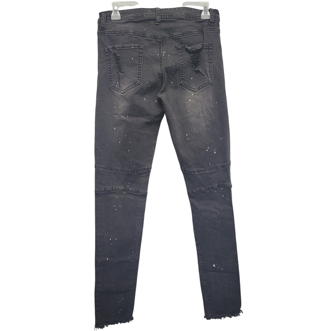 RedFox Juniors Size 13 Paint Splatters Factory Distressed Ribbed Denim Jeans