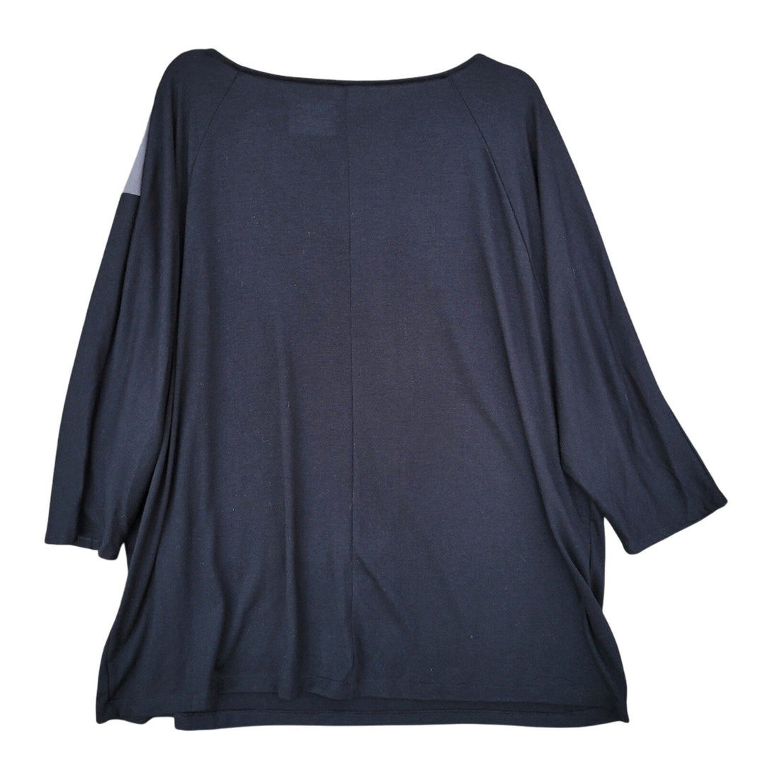 NWT New Merona Womens Size 3X Grey Ebony Color Block 3/4 Sleeve Blouse Top