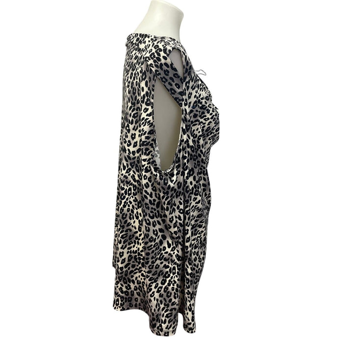 Nine West Womens Plus Size 3X Scoop Front Sleeveless Polyester Blend Leopard Top