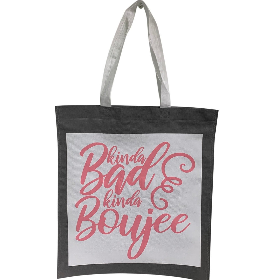 New Upcycled Hand Printed Kinda Bad &amp; Kinda Boujee Shopper Tote Bag