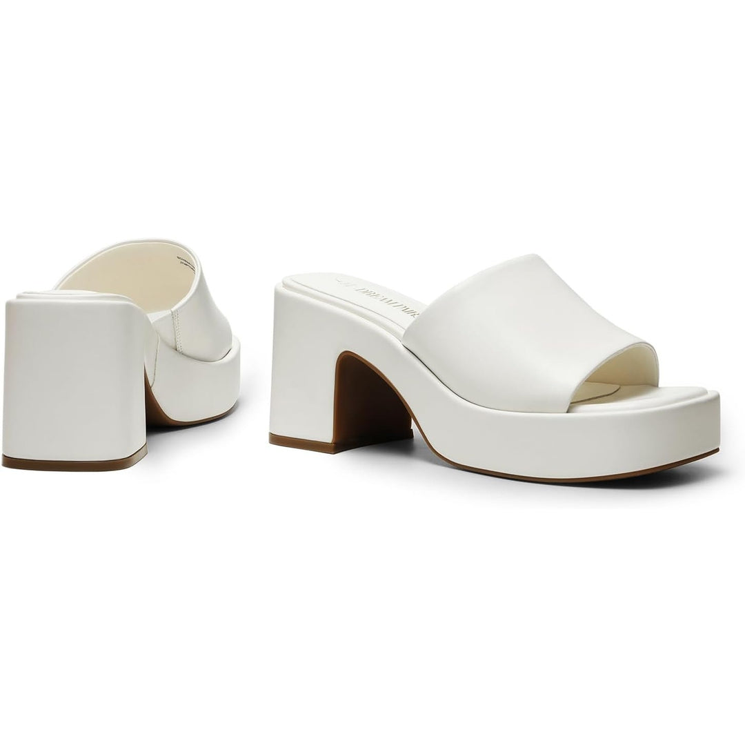 New Dream Pairs Womens Size 8 White High Chunky Platform Slip on Open Toe Heels