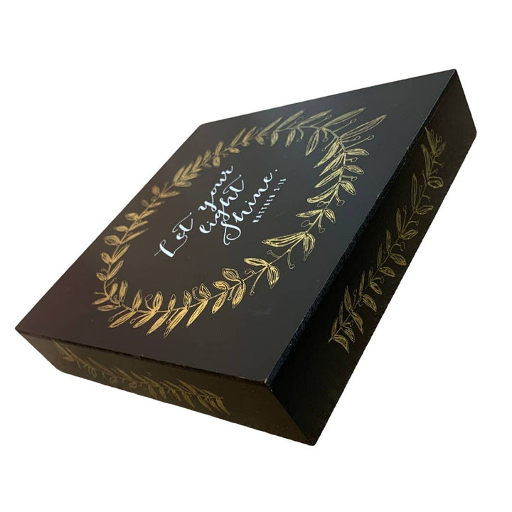 Let Your Light Shine Matthew Bible Verse Quote Wooden Artwork Desk Art Box