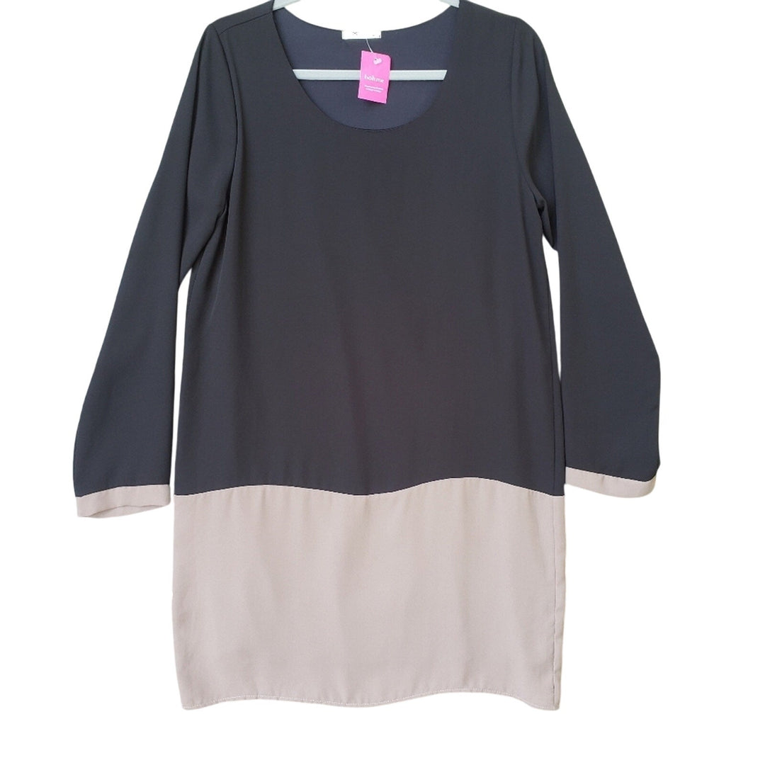 NWT New Everly Womens Medium 100% Polyester Long Sleeve Colorblock Shift Dress