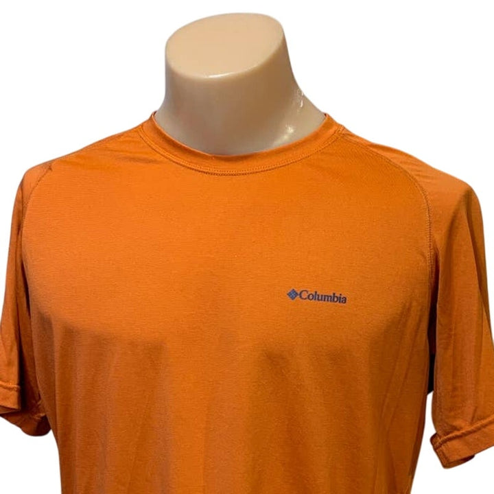 Columbia Mens Large Short Sleeve Omni-Wick Polyester Athletic Pumpkin OrangeTee