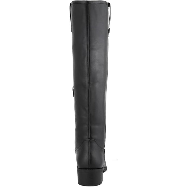 London Fog Womens Size 8.5W Wide Black Faux Leather 1.5" Block Heel Riding Boots