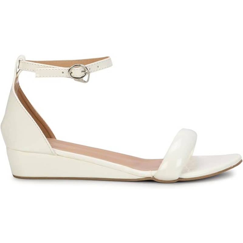 Anita Sarees Womens Size 6.5 White Ankle Strap Low Wedge Heel Open Toe Sandals